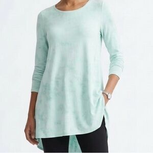 JILL Pure Jill Pima Cotton Tunic Top Mint Tie Dye Long Sleeve S